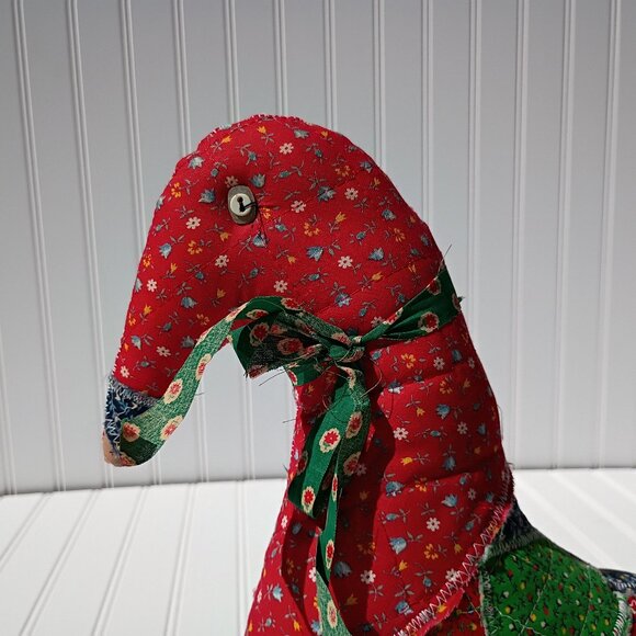 Homemade Patchwork Stuffed Goose Christmas Pillow Plush Duck MCM Calico Quilt - Picture 4 of 11